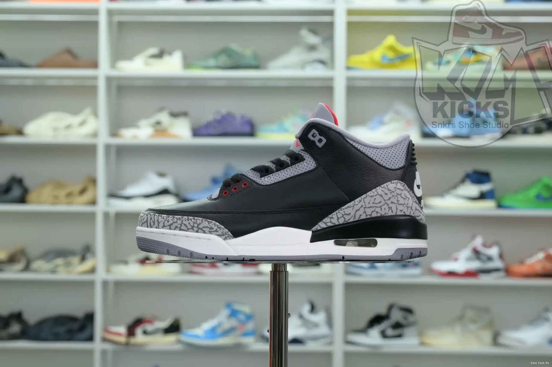 Kimikick Jordan Air Reimagined” 3“Black Cement 0822